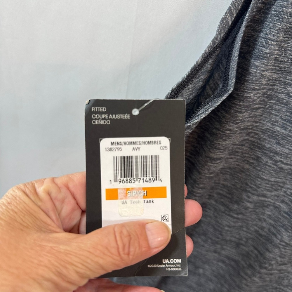 Under Armour Mens Tech Tank Gray Heather Fitted Training Gym Shirt S 1382795-025 - Picture 5 of 8